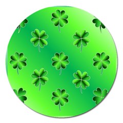 Shamrock Green Pattern Design Magnet 5  (round) by Simbadda