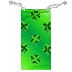 Shamrock Green Pattern Design Jewelry Bag by Simbadda