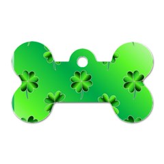 Shamrock Green Pattern Design Dog Tag Bone (two Sides) by Simbadda