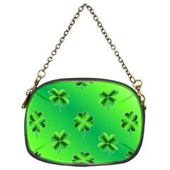 Shamrock Green Pattern Design Chain Purses (one Side)  by Simbadda