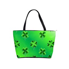 Shamrock Green Pattern Design Shoulder Handbags by Simbadda