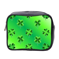 Shamrock Green Pattern Design Mini Toiletries Bag 2-side by Simbadda