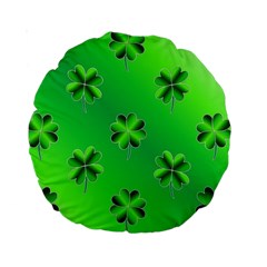 Shamrock Green Pattern Design Standard 15  Premium Round Cushions by Simbadda