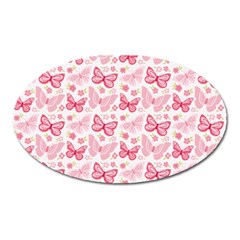 Cute Pink Flowers And Butterflies Pattern  Oval Magnet by TastefulDesigns