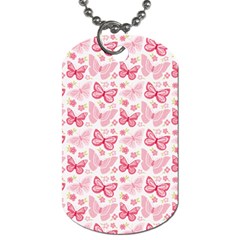 Cute Pink Flowers And Butterflies Pattern  Dog Tag (one Side) by TastefulDesigns