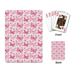 Cute Pink Flowers And Butterflies Pattern  Playing Card by TastefulDesigns