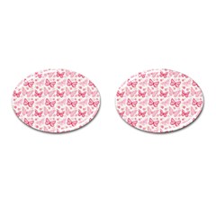 Cute Pink Flowers And Butterflies Pattern  Cufflinks (oval) by TastefulDesigns