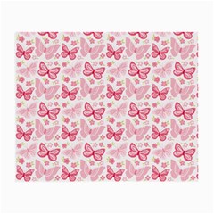 Cute Pink Flowers And Butterflies Pattern  Small Glasses Cloth (2-side) by TastefulDesigns