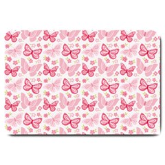 Cute Pink Flowers And Butterflies Pattern  Large Doormat  by TastefulDesigns