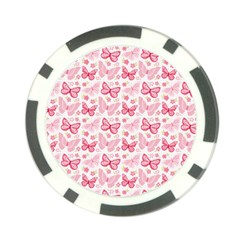 Cute Pink Flowers And Butterflies Pattern  Poker Chip Card Guard by TastefulDesigns