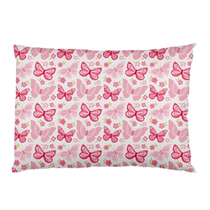 Cute Pink Flowers And Butterflies pattern  Pillow Case