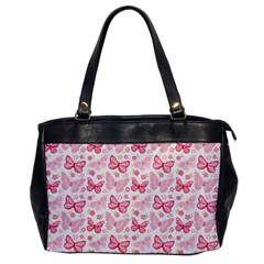 Cute Pink Flowers And Butterflies Pattern  Office Handbags by TastefulDesigns