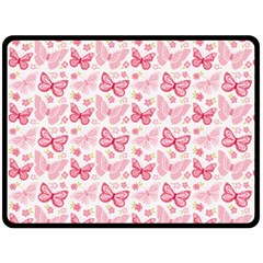 Cute Pink Flowers And Butterflies Pattern  Fleece Blanket (large)  by TastefulDesigns