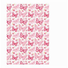 Cute Pink Flowers And Butterflies Pattern  Small Garden Flag (two Sides) by TastefulDesigns