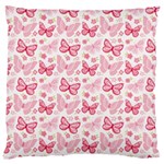 Cute Pink Flowers And Butterflies pattern  Large Cushion Case (One Side) Front