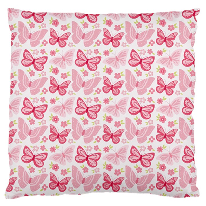 Cute Pink Flowers And Butterflies pattern  Large Cushion Case (One Side)