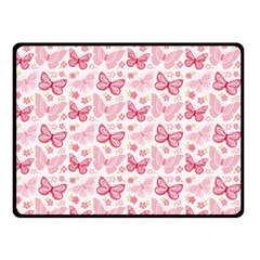 Cute Pink Flowers And Butterflies Pattern  Double Sided Fleece Blanket (small)  by TastefulDesigns