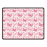 Cute Pink Flowers And Butterflies pattern  Double Sided Fleece Blanket (Small)  45 x34  Blanket Front