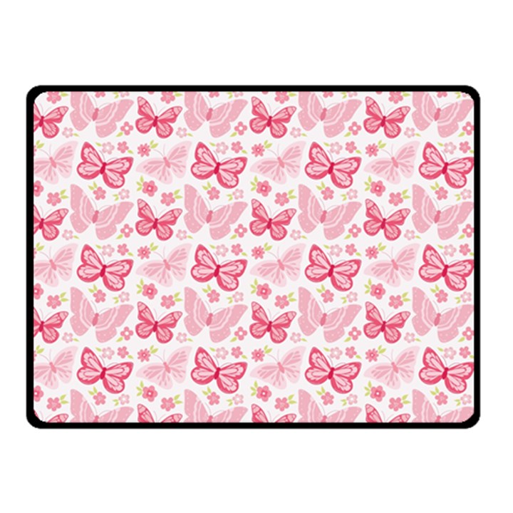 Cute Pink Flowers And Butterflies pattern  Double Sided Fleece Blanket (Small) 