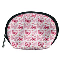 Cute Pink Flowers And Butterflies Pattern  Accessory Pouches (medium)  by TastefulDesigns