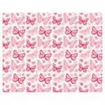 Cute Pink Flowers And Butterflies pattern  Double Sided Flano Blanket (Medium)  60 x50  Blanket Front