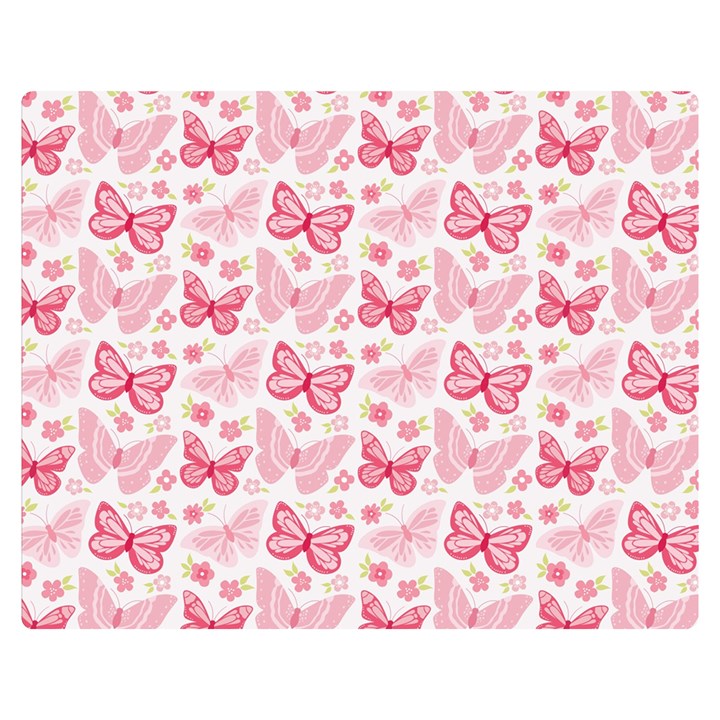 Cute Pink Flowers And Butterflies pattern  Double Sided Flano Blanket (Medium) 