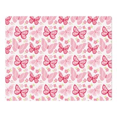 Cute Pink Flowers And Butterflies Pattern  Double Sided Flano Blanket (large)  by TastefulDesigns