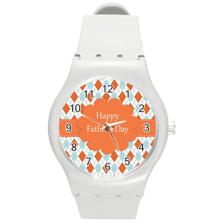 happy Father Day  Round Plastic Sport Watch (M)