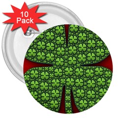 Shamrock Irish Ireland Clover Day 3  Buttons (10 Pack)  by Simbadda