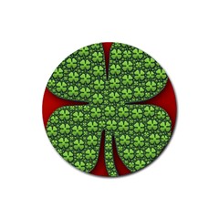 Shamrock Irish Ireland Clover Day Rubber Round Coaster (4 Pack)  by Simbadda