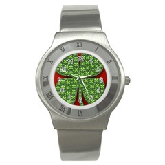 Shamrock Irish Ireland Clover Day Stainless Steel Watch by Simbadda