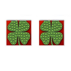 Shamrock Irish Ireland Clover Day Cufflinks (square) by Simbadda