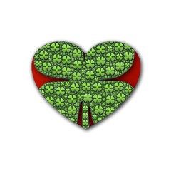 Shamrock Irish Ireland Clover Day Rubber Coaster (heart)  by Simbadda