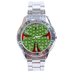 Shamrock Irish Ireland Clover Day Stainless Steel Analogue Watch by Simbadda