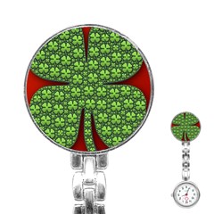 Shamrock Irish Ireland Clover Day Stainless Steel Nurses Watch by Simbadda