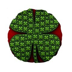 Shamrock Irish Ireland Clover Day Standard 15  Premium Flano Round Cushions by Simbadda