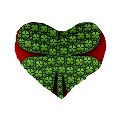 Shamrock Irish Ireland Clover Day Standard 16  Premium Flano Heart Shape Cushions by Simbadda