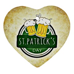 Irish St Patrick S Day Ireland Beer Heart Ornament (two Sides) by Simbadda