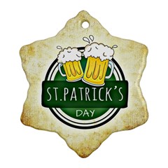 Irish St Patrick S Day Ireland Beer Snowflake Ornament (two Sides) by Simbadda