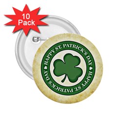 Irish St Patrick S Day Ireland 2 25  Buttons (10 Pack)  by Simbadda