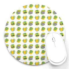 St Patrick S Day Background Symbols Round Mousepads by Simbadda