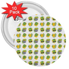 St Patrick S Day Background Symbols 3  Buttons (10 Pack)  by Simbadda