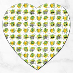 St Patrick S Day Background Symbols Jigsaw Puzzle (heart) by Simbadda