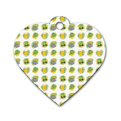 St Patrick S Day Background Symbols Dog Tag Heart (two Sides) by Simbadda