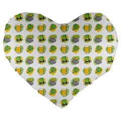 St Patrick S Day Background Symbols Large 19  Premium Heart Shape Cushions by Simbadda