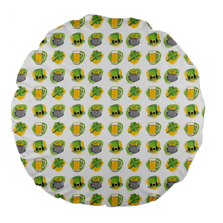 St Patrick S Day Background Symbols Large 18  Premium Flano Round Cushions