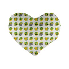 St Patrick S Day Background Symbols Standard 16  Premium Flano Heart Shape Cushions by Simbadda