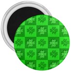 Fabric Shamrocks Clovers 3  Magnets Front