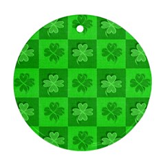 Fabric Shamrocks Clovers Ornament (round) by Simbadda