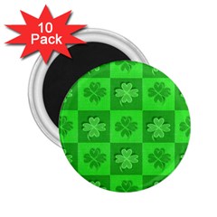 Fabric Shamrocks Clovers 2 25  Magnets (10 Pack)  by Simbadda